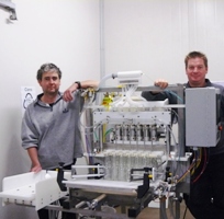 Consultant brewer Shawn Ancell, left, with Steve Nally with the new Meheen Merlin.
